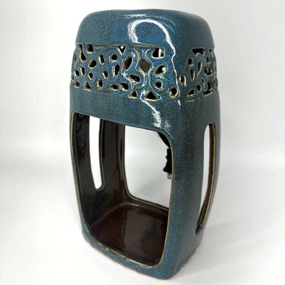 Ceramic Candle‎ Warmer Lantern Stone Blue Halogen Style Model LCRJ #314193